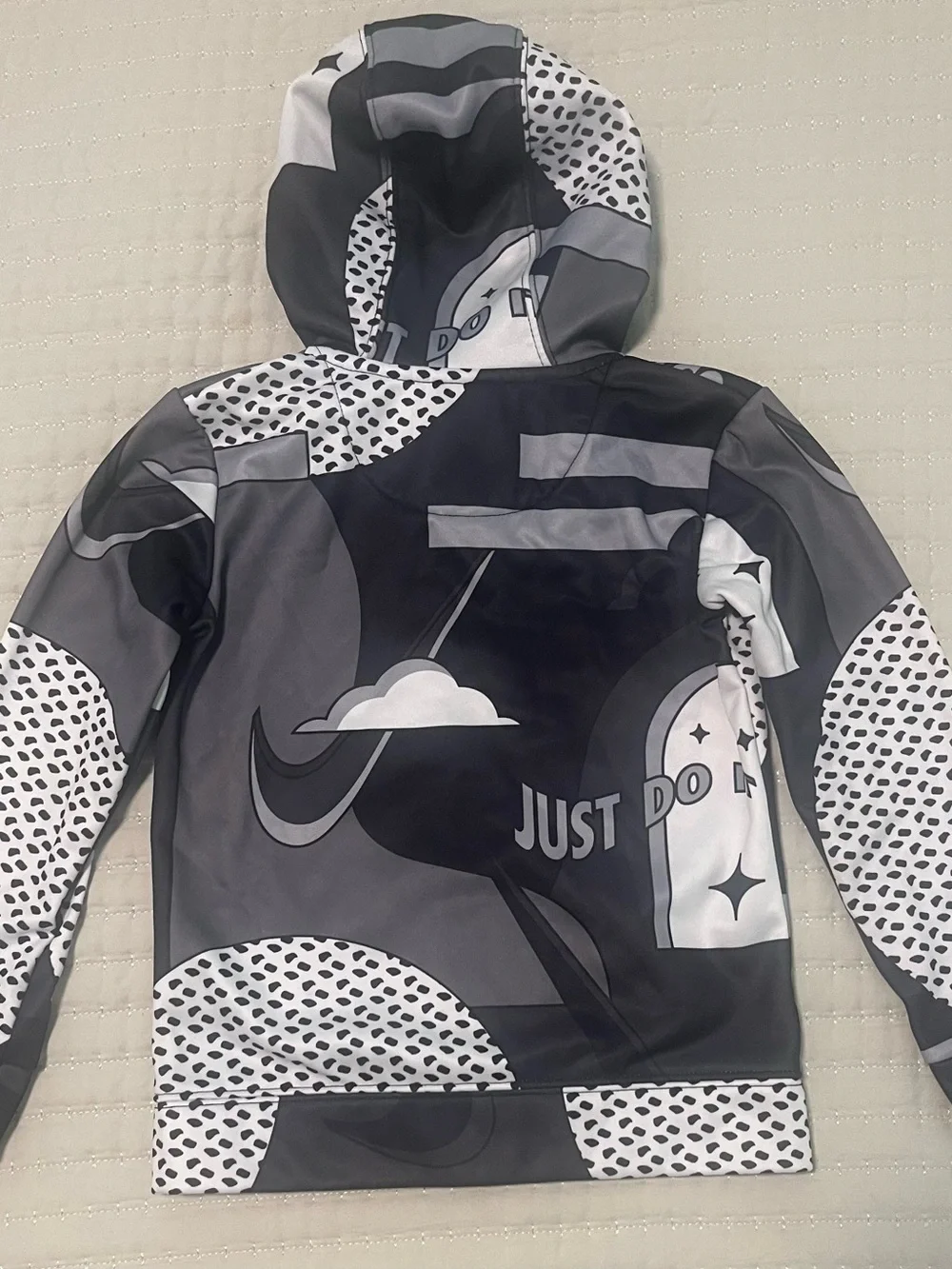 Nike Black & White Graphic Zip-Up Hooded Jacket Set